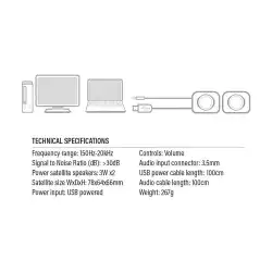 ACT Стерео колонки Eminent 2.0, USB захранване, 2 х 3W
