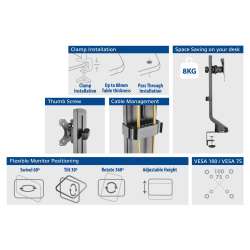 ACT Стойка за 1 бр монитор до 35" с регулиране на височината