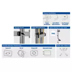 ACT Стойка за 2 бр мониторa 27" с регулиране на височината