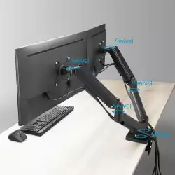 ACT Стойка за 2 бр. монитора за бюро AC8314, Регулируема, 17" - 34", 9 кг, газова пружина