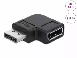 Адаптер Delock 90° DisplayPort 1.4 , 20 pin мъжко (male) към DisplayPort 1.4 20 pin женско (female), 8К 7680 x 4320 @@ 60 Hz with DSC support