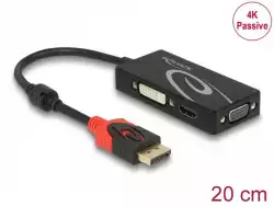 Адаптер DeLock, DisplayPort 1.2 мъжко > VGA / HDMI / DVI женско, 4K Адаптер DeLock, DisplayPort 1.2 мъжко > VGA / HDMI / DVI женско, 4K