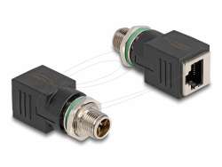 Адаптер Delock X-coded 8 pin мъжко към RJ45 jack straight Адаптер Delock X-coded 8 pin мъжко към RJ45 jack straight