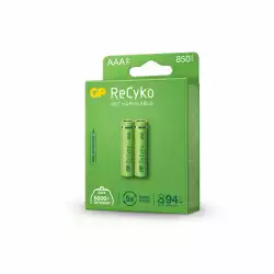 Акумулаторна Батерия GP R03 AAA 850mAh NiMH 85AAAHCE-EB2 RECYKO, 2 бр. в опаковка