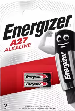 Алкална батерия ENERGIZER 12 V 2 бр. в опаковка за аларми А27 LR27 /цена за 2 батерии/                          