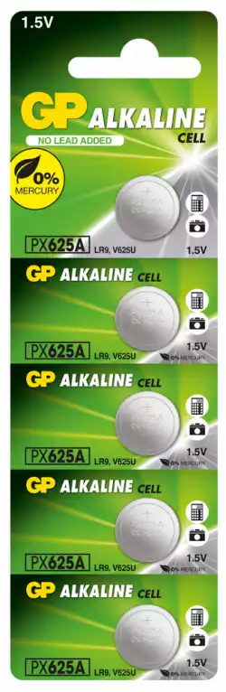 Алкална батерия GP LR9 625A, 1.5V, за глюкомери и дистанционни, 5 бр. в блистер, цена за 1 бр.                          