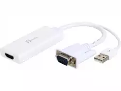 Аудио видео адаптер j5create JDA214, VGA/USB мъжко - HDMI женско, Бял                          