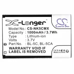 Батерия за мобилен телефон CAMERON SINO BL-5C, за Nokia 105 2700 3110 5130 6230 E50, 3.7V, 1000mAh