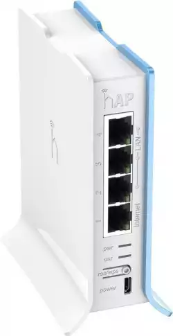 Безжичен Access Point MikroTik hAP lite RB941-2nD-TC, 32MB RAM, 4xLAN, built-in 2.4Ghz 802.11b/g/n, tower case                          