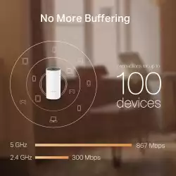 Безжичен рутер TP-Link Deco M4, AC1200, 2.4/5 GHz, 300 -  867 Mbps, Gigabit, 3 бр. в комплект