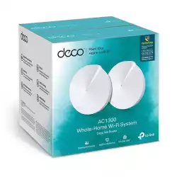Безжичен рутер TP-Link Deco M5, AC1300, 2.4/5 GHz, 400 -  867 Mbps, Gigabit, (2-pack)                          