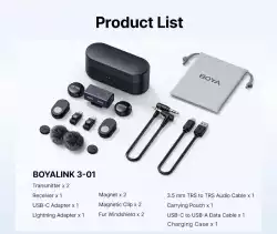 Безжична система микрофони BOYA BOYALINK 3-01 with lightning+USB-C +3.5mm TRS plug