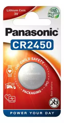 Бутонна батерия литиева PANASONIC CR2450, 3V,  1 бр. в блистер, цена за 1 бр.                          