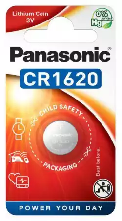 Бутонна батерия PANASONIC CR-1620, 3V, Литиева                          