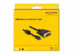 Delock Кабел micro HDMI мъжко към DVI-D мъжко, 1 m