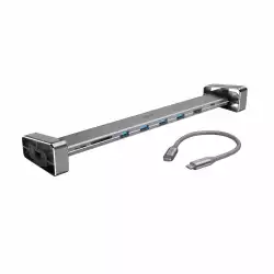 Докинг станция 9 в 1 HAMA, 4 x USB-A, USB-C, HDMI, LAN, SD, microSD, Сива                          