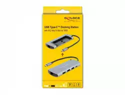 Докинг станция Delock USB-C, M.2 слот за SSD, HDMI, Gigabit LAN, 2xUSB-A, USB-C, Сива