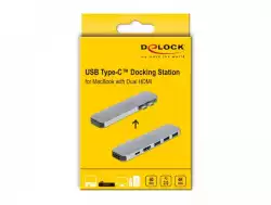 Докинг станция Delock, За MacBook, HDMI 4K, USB-A, USB-C, PD, Сива