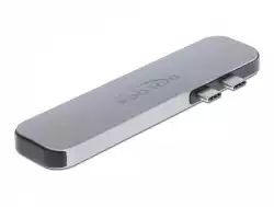 Докинг станция Delock, За MacBook, HDMI 4K, USB-A, USB-C, PD, Сива