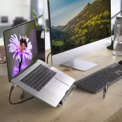 Докинг станция Hama "Connect2Office Stand" USB-C, Стойка за лаптоп, 12 порта                          