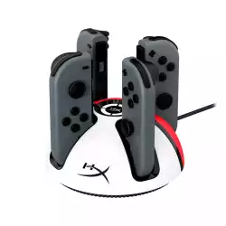 Докинг станция HyperX ChargePlay Quad 2, за Nintendo Switch Joy-Con контролери, Бяло/Червено                          