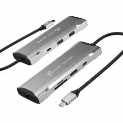Докинг станция j5create Mini Dock JCD393, USB-C, USB, HDMI, Ethernet, SD, microSD                          