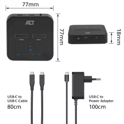 Двойна SSD докинг станция, ACT M.2 NVMe/PCIe  за клониране, USB-C 3.2 Gen2, 10 Gbps