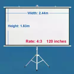 Екран на стойка  ESTILLO 244 х 183 см,120", бял, с черна рамка, 4:3, 11 кг