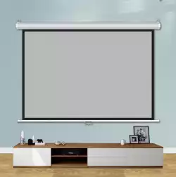 Estillo Екран за стена 240x240 см, бял, черна рамка, 11кг