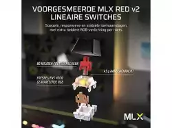 Геймърскa безжична/блутут механична клавиатура Corsair K70 CORE TKL RGB, Corsair MLX Red суич