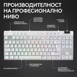 Геймърска механична клавиатура Logitech G Pro X TKL White - Tactile