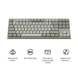Геймърска Механична клавиатура Keychron C1 Pro 8K QMK - Super Brown Switch