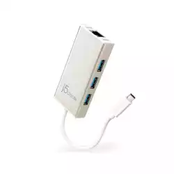 Хъб 3-портов J5create JCH471, USB-C 3.1, USB-A 3.0, Gigabit Ethernet