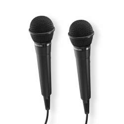 HAMA Аудио динамични микрофони “Karaoke”, Комплект 2 бр. с кабел жак 2,5 м + адаптер, вкл./изкл.