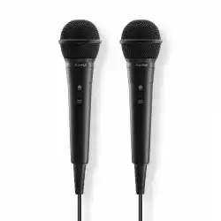 HAMA Аудио динамични микрофони “Karaoke”, Комплект 2 бр. с кабел жак 2,5 м + адаптер, вкл./изкл.