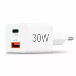 HAMA Бързо мини зарядно, 30 W, 1x USB-C, 1x USB-A, PD, бял