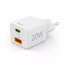 HAMA Бързо мини зарядно 1x USB-C, 1x USB-A, PD, 20 W, бяло