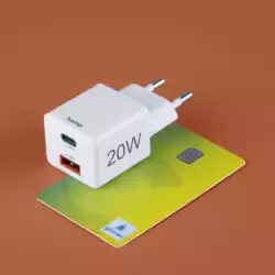 HAMA Бързо мини зарядно 1x USB-C, 1x USB-A, PD, 20 W, бяло