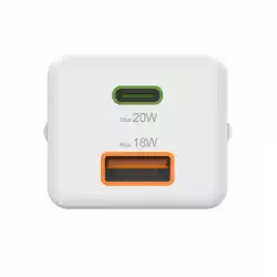 HAMA Бързо мини зарядно 1x USB-C, 1x USB-A, PD, 20 W, бяло