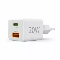 HAMA Бързо мини зарядно 1x USB-C, 1x USB-A, PD, 20 W, бяло