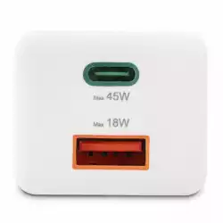 HAMA Бързо мини зарядно, 45 W, 1x USB-C - 1x USB-A, PD, бяло