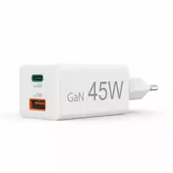 HAMA Бързо мини зарядно, 45 W, 1x USB-C - 1x USB-A, PD, бяло