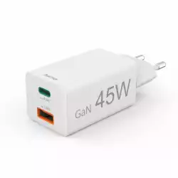 HAMA Бързо мини зарядно, 45 W, 1x USB-C - 1x USB-A, PD, бяло