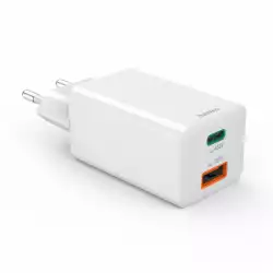 HAMA Бързо мини зарядно, 45 W, 1x USB-C - 1x USB-A, PD, бяло