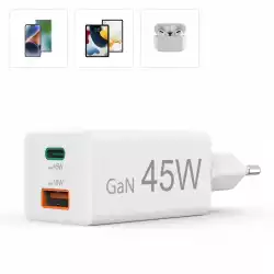 HAMA Бързо мини зарядно, 45 W, 1x USB-C - 1x USB-A, PD, бяло