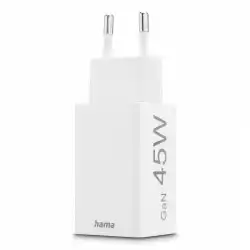 HAMA Бързо мини зарядно, 45 W, 1x USB-C - 1x USB-A, PD, бяло