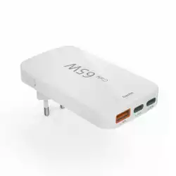 HAMA Бързо мини зарядно, 65W, 2x USB-C, 1x USB-A, PD, плоско, бяло