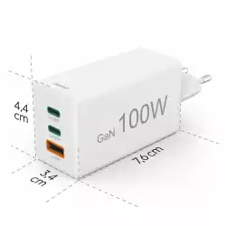 HAMA Бързо зарядно 220V, 100 W GaN, 2x USB-C PD, 1x USB-A QC