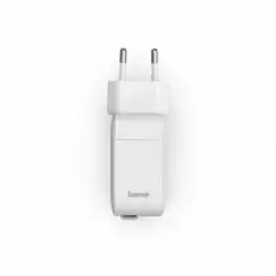 HAMA Бързо зарядно, 30 W, GaN, 2x USB-C, с разтегателен кабел 0.7м, бял