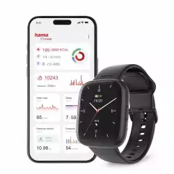 HAMA Смарт часовник "4000", функция за разговори, анализ на съня, водоустойчив, 46 мм, черен